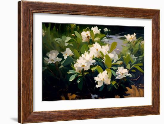 Gardenia Flower Field-Vivienne Dupont-Framed Premium Giclee Print