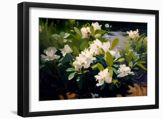 Gardenia Flower Field-Vivienne Dupont-Framed Premium Giclee Print