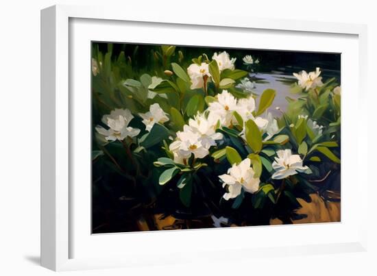 Gardenia Flower Field-Vivienne Dupont-Framed Premium Giclee Print