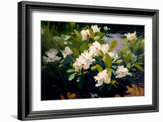 Gardenia Flower Field-Vivienne Dupont-Framed Premium Giclee Print