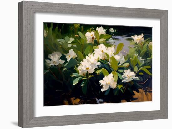 Gardenia Flower Field-Vivienne Dupont-Framed Art Print