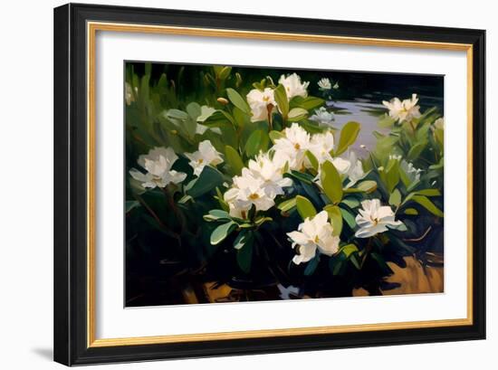 Gardenia Flower Field-Vivienne Dupont-Framed Art Print