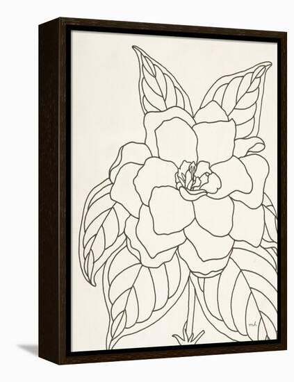 Gardenia Line Drawing Crop-Moira Hershey-Framed Stretched Canvas