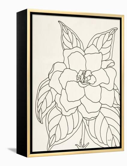 Gardenia Line Drawing Crop-Moira Hershey-Framed Stretched Canvas