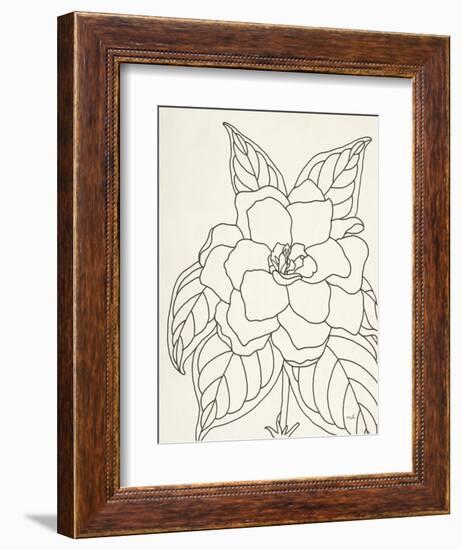 Gardenia Line Drawing Crop-Moira Hershey-Framed Premium Giclee Print