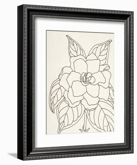 Gardenia Line Drawing Crop-Moira Hershey-Framed Premium Giclee Print