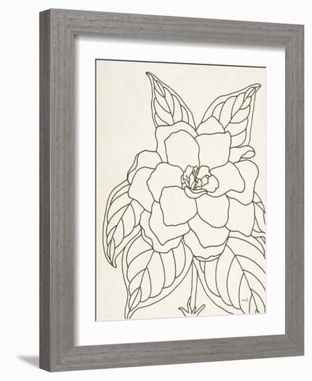 Gardenia Line Drawing Crop-Moira Hershey-Framed Art Print