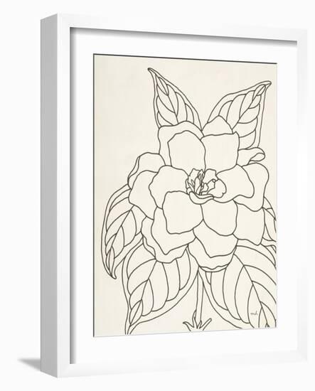 Gardenia Line Drawing Crop-Moira Hershey-Framed Art Print