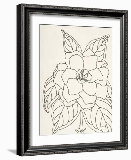 Gardenia Line Drawing Crop-Moira Hershey-Framed Art Print