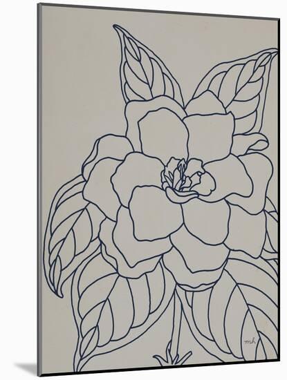 Gardenia Line Drawing Gray Crop-Moira Hershey-Mounted Art Print