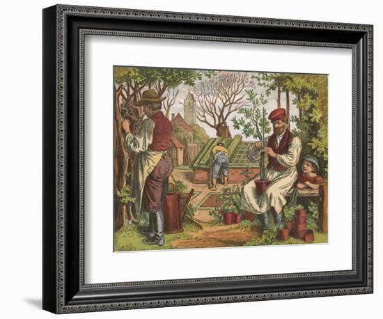 Gardening, 1871-Oskar Pletsch-Framed Giclee Print