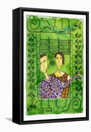 Gardening, 1990-Julie Nicholls-Framed Premier Image Canvas