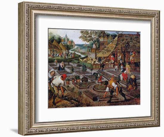 Gardening, C.1637-38-Pieter Brueghel the Younger-Framed Premium Giclee Print