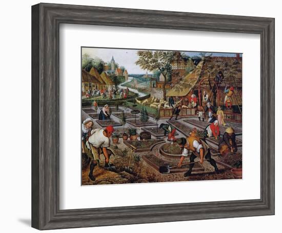 Gardening, C.1637-38-Pieter Brueghel the Younger-Framed Premium Giclee Print