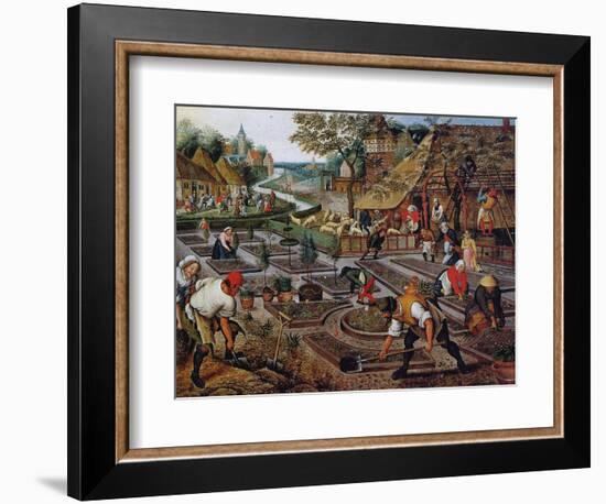 Gardening, C.1637-38-Pieter Brueghel the Younger-Framed Premium Giclee Print