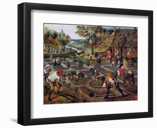 Gardening, C.1637-38-Pieter Brueghel the Younger-Framed Premium Giclee Print