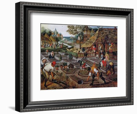 Gardening, C.1637-38-Pieter Brueghel the Younger-Framed Premium Giclee Print