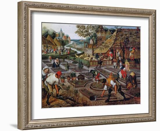 Gardening, C.1637-38-Pieter Brueghel the Younger-Framed Giclee Print