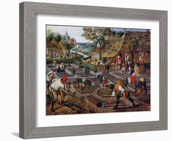 Gardening, C.1637-38-Pieter Brueghel the Younger-Framed Giclee Print