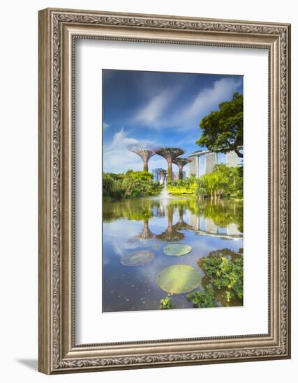 Gardens by the Bay and Marina Bay Sands Hotel, Singapore-Ian Trower-Framed Photographic Print