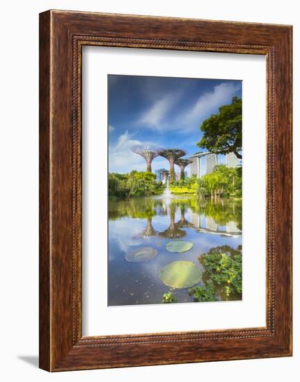 Gardens by the Bay and Marina Bay Sands Hotel, Singapore-Ian Trower-Framed Photographic Print