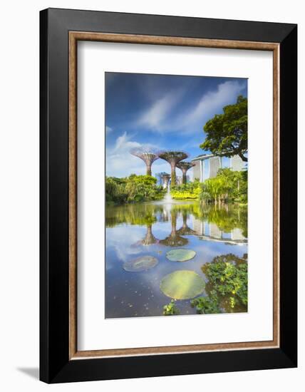 Gardens by the Bay and Marina Bay Sands Hotel, Singapore-Ian Trower-Framed Photographic Print