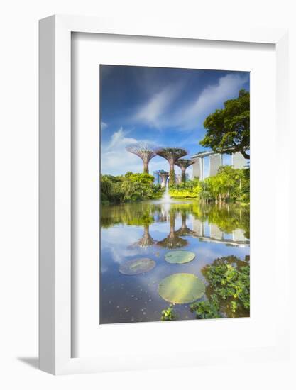 Gardens by the Bay and Marina Bay Sands Hotel, Singapore-Ian Trower-Framed Photographic Print