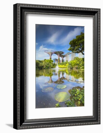 Gardens by the Bay and Marina Bay Sands Hotel, Singapore-Ian Trower-Framed Photographic Print