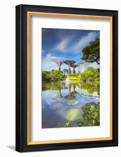 Gardens by the Bay and Marina Bay Sands Hotel, Singapore-Ian Trower-Framed Photographic Print