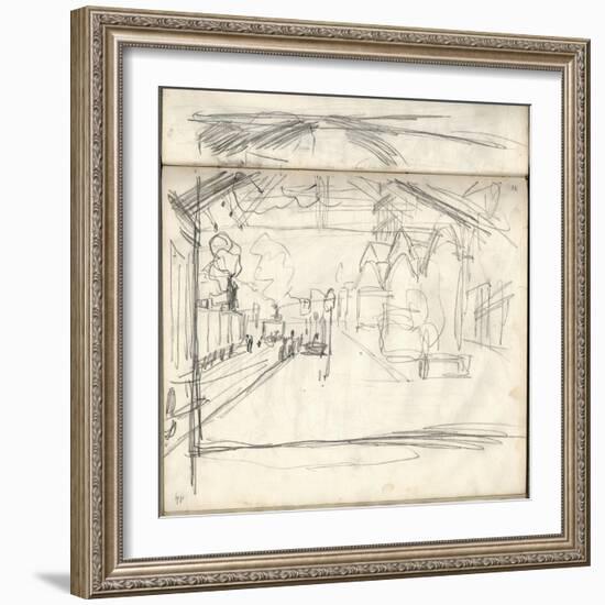 Gare Saint-Lazare (On the Main Lines Side), 1877 (Pencil on Paper)-Claude Monet-Framed Giclee Print
