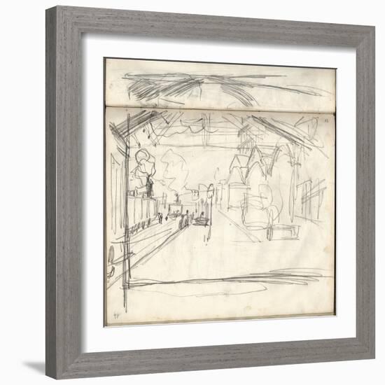 Gare Saint-Lazare (On the Main Lines Side), 1877 (Pencil on Paper)-Claude Monet-Framed Giclee Print