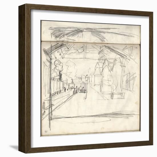 Gare Saint-Lazare (On the Main Lines Side), 1877 (Pencil on Paper)-Claude Monet-Framed Giclee Print