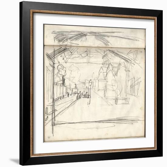 Gare Saint-Lazare (On the Main Lines Side), 1877 (Pencil on Paper)-Claude Monet-Framed Giclee Print