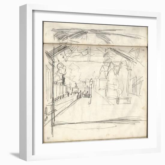 Gare Saint-Lazare (On the Main Lines Side), 1877 (Pencil on Paper)-Claude Monet-Framed Giclee Print