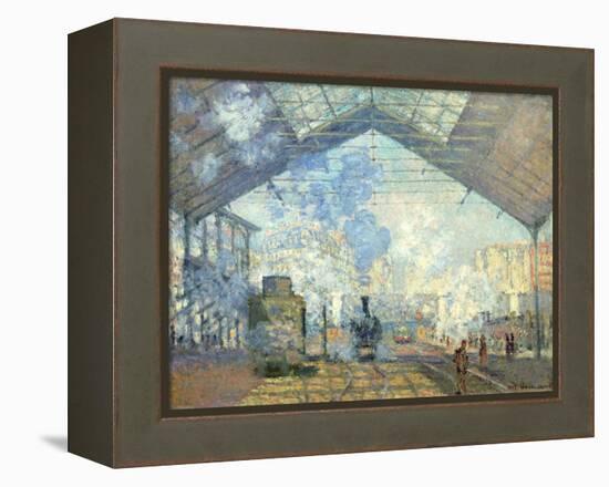 Gare Saint Lazare, Paris, 1877-Claude Monet-Framed Premier Image Canvas