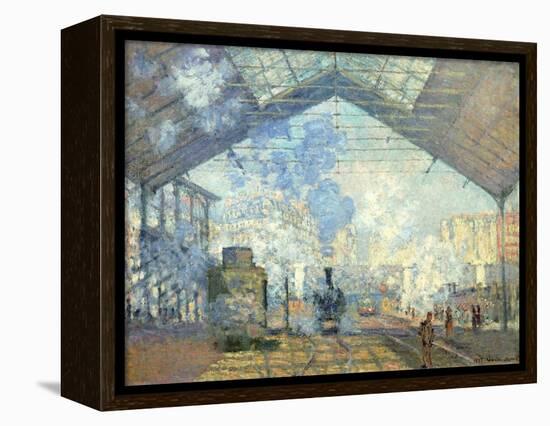 Gare Saint Lazare, Paris, 1877-Claude Monet-Framed Premier Image Canvas