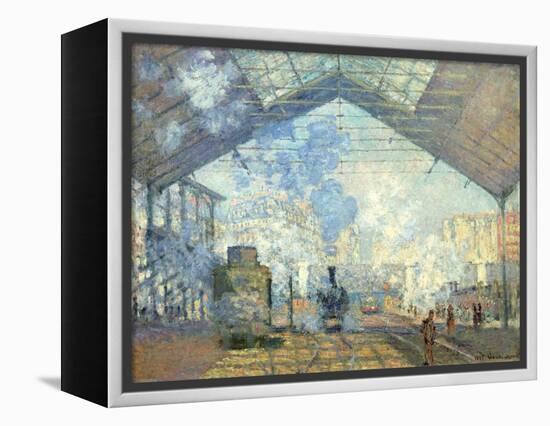 Gare Saint Lazare, Paris, 1877-Claude Monet-Framed Premier Image Canvas