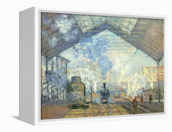 Gare Saint Lazare, Paris, 1877-Claude Monet-Framed Premier Image Canvas