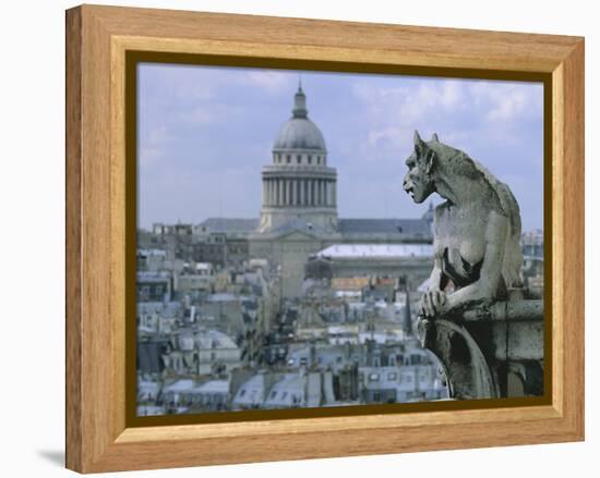 Gargoyle Looking Toward the Pantheon-Michel Setboun-Framed Premier Image Canvas