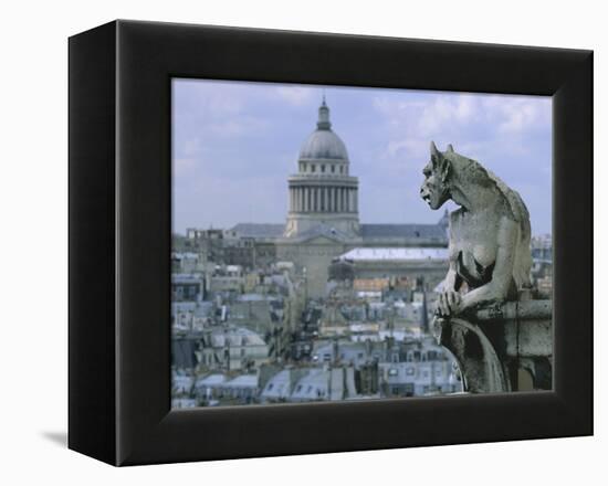 Gargoyle Looking Toward the Pantheon-Michel Setboun-Framed Premier Image Canvas