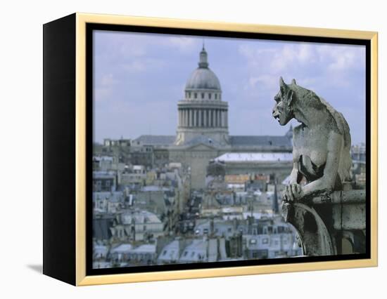 Gargoyle Looking Toward the Pantheon-Michel Setboun-Framed Premier Image Canvas