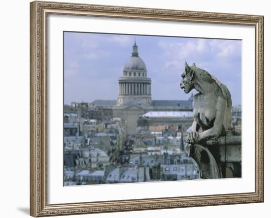 Gargoyle Looking Toward the Pantheon-Michel Setboun-Framed Photographic Print