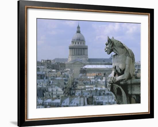 Gargoyle Looking Toward the Pantheon-Michel Setboun-Framed Photographic Print