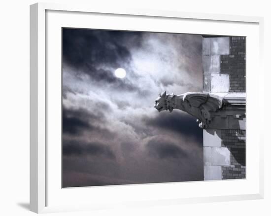 Gargoyle on Building at Night-Roger Brooks-Framed Photographic Print