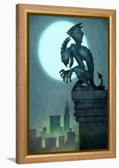 Gargoyle on ledge-Harry Briggs-Framed Premier Image Canvas
