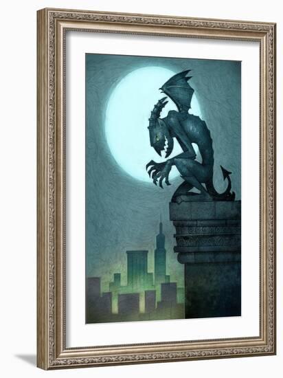 Gargoyle on ledge-Harry Briggs-Framed Giclee Print