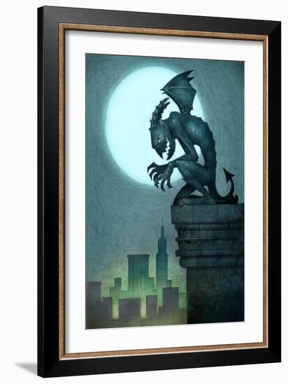 Gargoyle on ledge-Harry Briggs-Framed Giclee Print