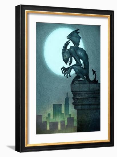 Gargoyle on ledge-Harry Briggs-Framed Giclee Print