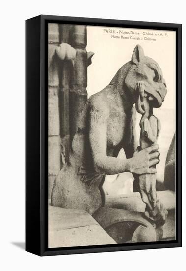 Gargoyle on Notre Dame, Paris-null-Framed Stretched Canvas