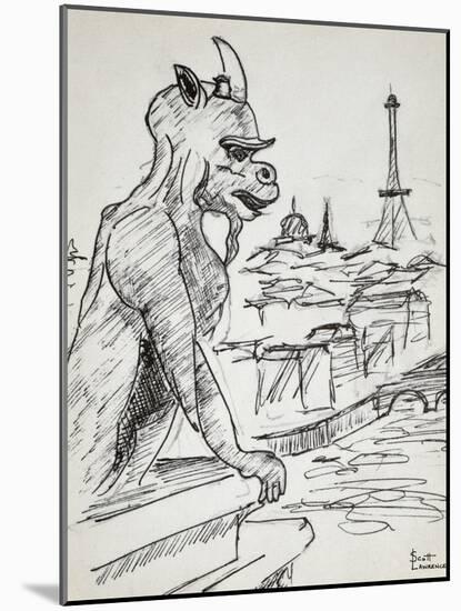 Gargoyle on top of Notre Dame-Richard Lawrence-Mounted Photographic Print